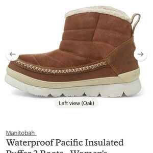 Brand new manitoba, size 7, waterproof, insulated boots. Perfect slip on boots.